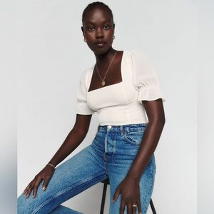 NWT Reformation Constance Top Cream / White Size 12